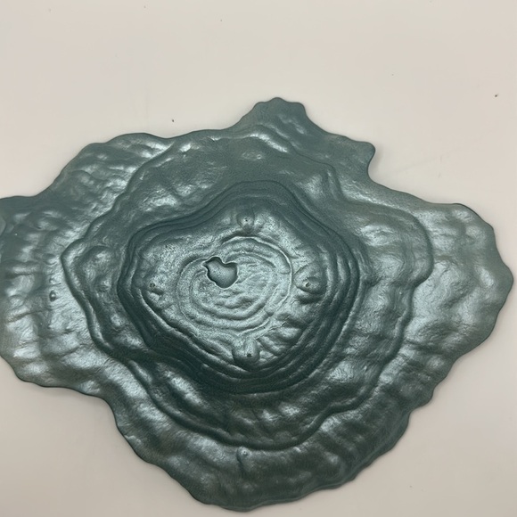 Elegant Teal Glass Art small dish vase jewelry holder decor nautical - Picture 6 of 7